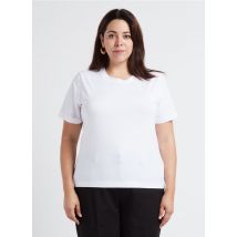 Gina Tricot - Camiseta de algodón elástico con cuello redondo - Talla M - Blanco