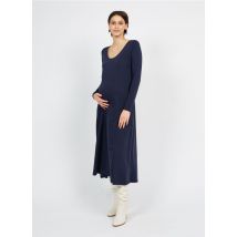 Jolibump - Lange jurk van katoenmix - S Maat - Blauw