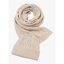 Esprit - Coffret cadeau bonnet et écharpe en laine mélangée - Taille Unique - Beige