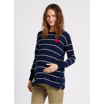 Seraphine - Bij elkaar passende - katoenen truien met ronde hals en jacquardmotief - L Maat - Gestreepte