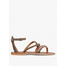 K Jacques - Platte - leren sandalen met luipaardprint - 41 Maat - Beige