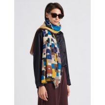Storiatipic - Sjaal met print wol/zijdeblend - Een Maat - Blauw