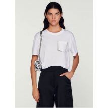 Sandro - Kort t-shirt van katoen met ronde hals - 2 Maat - Wit