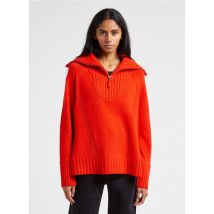 Berenice - Oversized - wollen trui met opstaande kraag - S Maat - Oranje