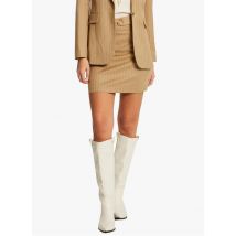 Morgan - Falda recta de rayas con cinturón - Talla 40 - Beige