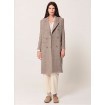 Zapa - Lange jas met reverskraag wolblend - 40 Maat - Beige