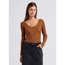 Des Petits Hauts - Body mit rundhalsausschnitt und leopardenmuster aus baumwoll-mix - Größe 2 - Braun