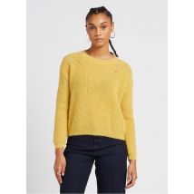 Sud Express - Ruimvallende - glanzende - gebreide trui met ronde hals - 2 Maat - Geel