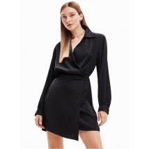 Desigual - Robe courte portefeuille satinée - Taille XL - Noir