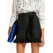 Essentiel Antwerp - Falda corta de jacquard con volante - Talla S - Negro