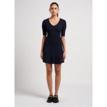 La Petite Etoile - Korte skaterjurk van ribstof met v-hals - 2 Maat - Blauw