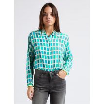 Dr Bloom - Soepelvallende blouse met klassieke kraag en print - S/M Maat - Groen