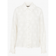 Cotelac - Katoenen blouse met klassieke kraag en kant - 3 Maat - Wit