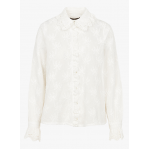 Cotelac - Katoenen blouse met klassieke kraag en kant - 1 Maat - Wit