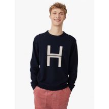 Harris Wilson - Jersey recto de lana con cuello redondo y estampado - Talla XL - Azul
