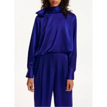 Essentiel Antwerp - Top vaporoso satinado con cuello alto - Talla S - Azul