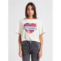 Newtone - Rundhals-t-shirt aus baumwolle mit siebdruck - Größe 0 - Beige