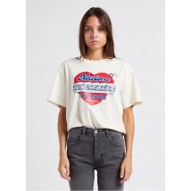 Newtone - Camiseta de algodón serigrafiada con cuello redondo - Talla 0 - Beige