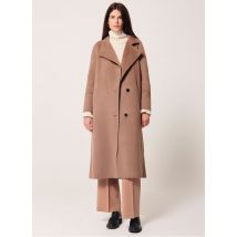 Zapa - Lange jas met opstaande kraag wolblend - 36 Maat - Bruin