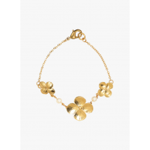 Victoire Studio - Bracelet fleurs d'hortensias et perles nacrées - Taille Unique - Doré
