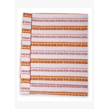 Bindi Atelier - Nappe imprimé fleuri blockprint en coton - Taille 160x250 - Blanc