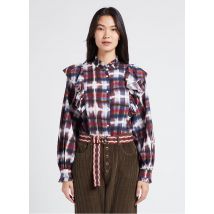 Chloe Stora - Katoenen blouse met maokraag - print en volants - 38 Maat - Multikleurig