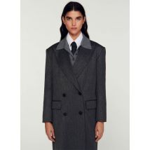 Sandro - Lange jas met reverskraag - 40 Maat - Grijs