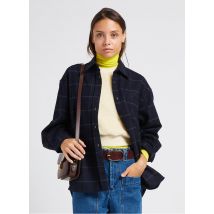 Pomandere - Geruite blouse met klassieke kraag wolblend - 42 Maat - Blauw