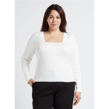 Gina Tricot - Top moulant col carré - Taille XL - Blanc