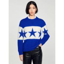Sandro - Oversized trui met print - 0 Maat - Blauw