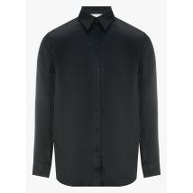Saison 1865 - Satijnachtige blouse met klassieke kraag - XL Maat - Zwart