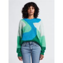 Indee - Pull col rond jacquard en maille mélangée - Taille XS - Vert