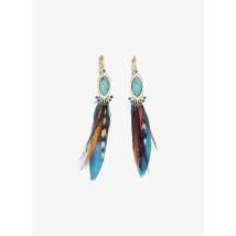 Hipanema - Oorbellen met veren - Een Maat - Goudkleurige