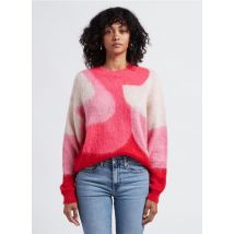 Indee - Pull col rond jacquard en maille mélangée - Taille S - Rose