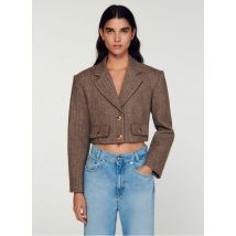 Sandro - Veste col tailleur courte droite - Taille 34 - Marron