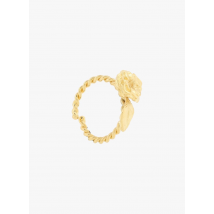 Victoire Studio - Bague ajustable motif rose mini en laiton doré - Taille Unique - Doré
