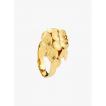 Victoire Studio - Bolvormige - verstelbare ring met hortensiamotief - Een Maat - Goudkleurige