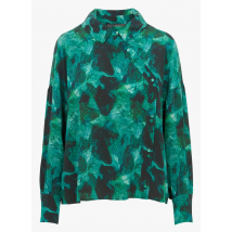 Cotelac - Korte - soepelvallende - zijden blouse met print - 2 Maat - Groen