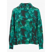 Cotelac - Korte - soepelvallende - zijden blouse met print - 3 Maat - Groen