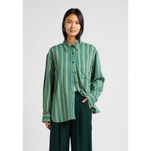 Closed - Gestreepte - wijde blouse met klassieke kraag - S Maat - Groen