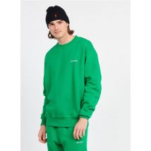 Les Deux - Regular-fit - katoenen sweater met ronde hals en borduursel - L Maat - Groen