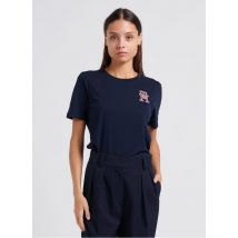 Tommy Hilfiger - Katoenen t-shirt met ronde hals en geborduurd logo - M Maat - Blauw
