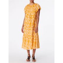 Vanessa Bruno - Langes bedrucktes kleid mit rundhalsausschnitt - Größe 36 - Gelb