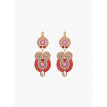 Satellite Paris - Pendientes largos con cristales - Talla única - Rosa