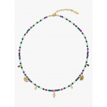 Hipanema - Ketting met siersteentjes en bedeltjes - Een Maat - Paars