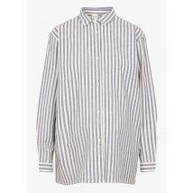 Jolibump - Katoenen zwangerschapsblouse met klassieke kraag - XS Maat - Blauw