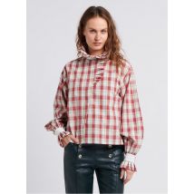 The Label Edition - Rechte - geruite blouse met victoriaanse kraag katoenblend - L Maat - Rood