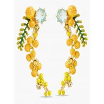 Les Nereides - Boucles d'oreilles clips branche de mimosa et fougère - Taille Unique - Jaune