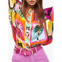 Wild - Soepelvallende blouse met klassieke kraag en print - 1 Maat - Multikleurig
