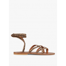 K Jacques - Platte - leren sandalen met luipaardprint - 40 Maat - Beige
